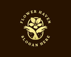 Nature Organic Hand Flower logo design