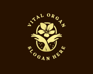 Nature Organic Hand Flower logo design