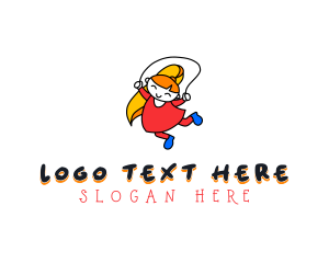 Jump Rope - Playing Young Girl logo design