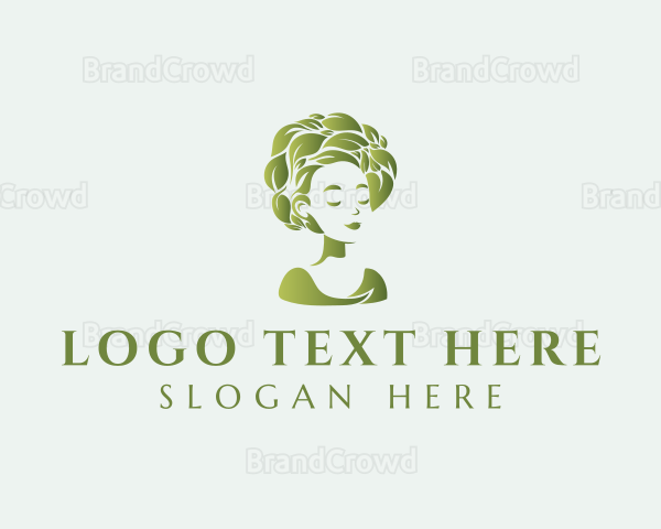 Leaf Hair Woman Logo