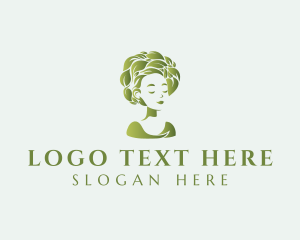 Girl - Leaf Hair Woman logo design