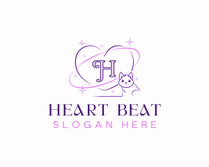 Retro Heart Cat logo design