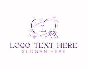 Love - Retro Heart Cat logo design
