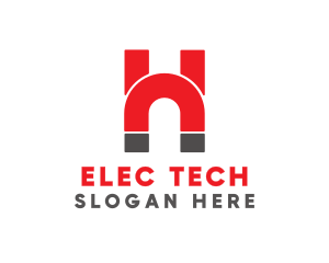 Electromagnetic - Red Magnet H logo design