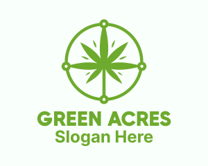 Green Cannabis Leaf logo design