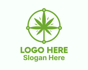 Green Cannabis Leaf logo design