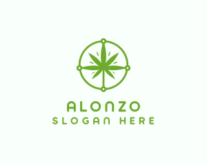 Green Cannabis Leaf logo design