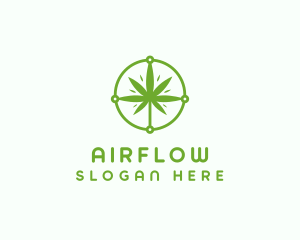 Green Cannabis Leaf logo design