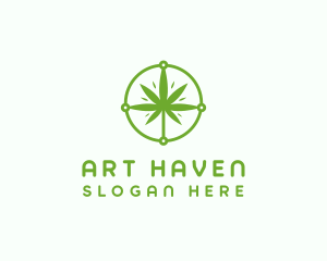 Green Cannabis Leaf logo design