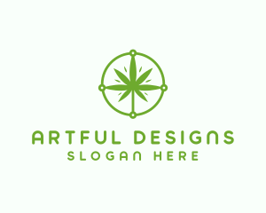 Green Cannabis Leaf logo design