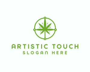 Green Cannabis Leaf logo design