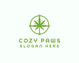 Green Cannabis Leaf logo design