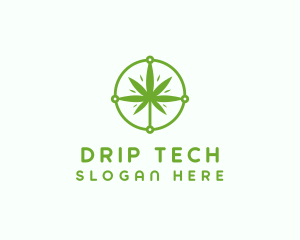 Green Cannabis Leaf logo design