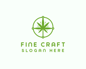 Green Cannabis Leaf logo design