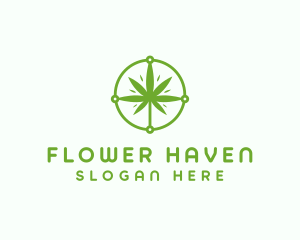 Green Cannabis Leaf logo design