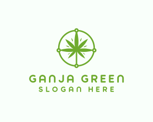 Green Cannabis Leaf logo design