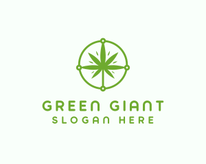 Green Cannabis Leaf logo design