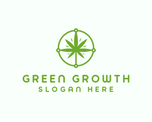 Green Cannabis Leaf logo design