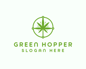 Green Cannabis Leaf logo design