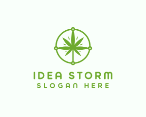 Green Cannabis Leaf logo design