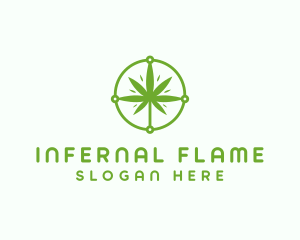 Green Cannabis Leaf logo design