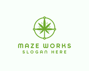 Green Cannabis Leaf logo design