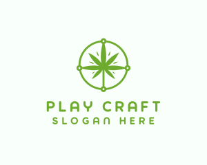 Green Cannabis Leaf logo design