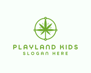 Green Cannabis Leaf logo design