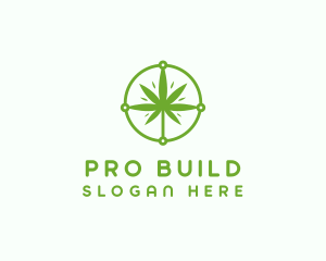 Green Cannabis Leaf logo design