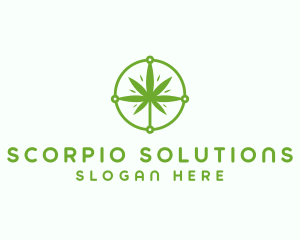 Green Cannabis Leaf logo design