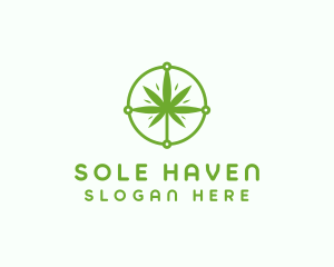 Green Cannabis Leaf logo design