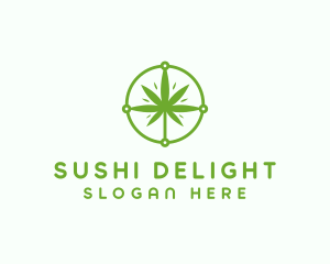 Green Cannabis Leaf logo design