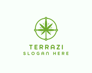 Green Cannabis Leaf logo design