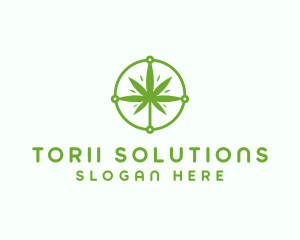 Green Cannabis Leaf logo design