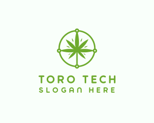 Green Cannabis Leaf logo design