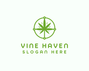 Green Cannabis Leaf logo design