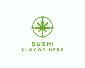 Green Cannabis Leaf logo design