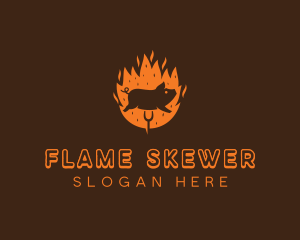 Skewer - Roasted Pork BBQ logo design