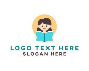 Library - Girl Book Library logo design