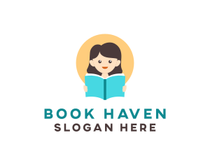 Library - Girl Book Library logo design
