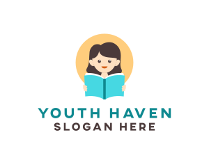 Youth - Girl Book Library logo design