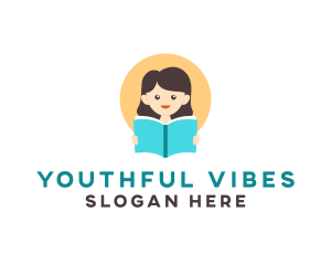 Youth - Girl Book Library logo design