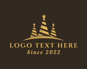 Golden - Gold Christmas Star Tree logo design