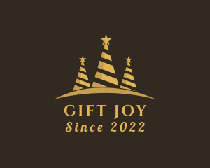 Gold Christmas Star Tree logo design