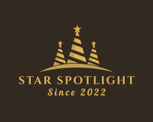 Gold Christmas Star Tree logo design