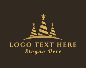 Gold Christmas Star Tree Logo
