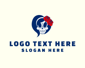 Color - Dia De Los Muertos Skull logo design