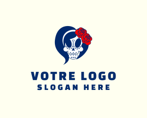 Scary - Dia De Los Muertos Skull logo design