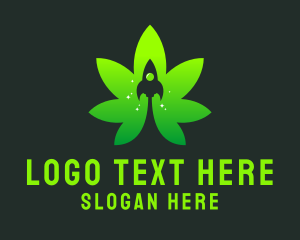 Edible Packaging - Marijuana Leaf Rocket logo design