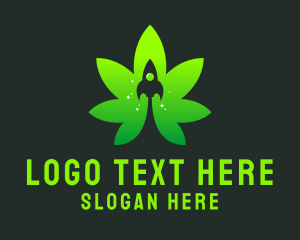 Weed - Marijuana Leaf Rocket logo design